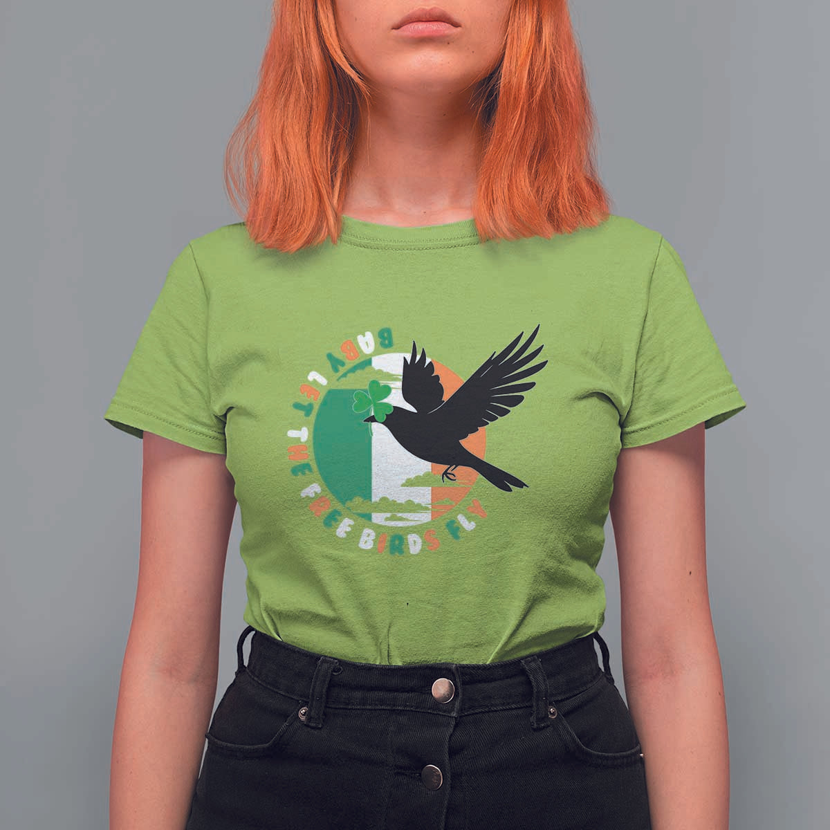 Irish Pride T Shirt For Women Baby Let The Free Birds Fly Ireland Flag Shamrock