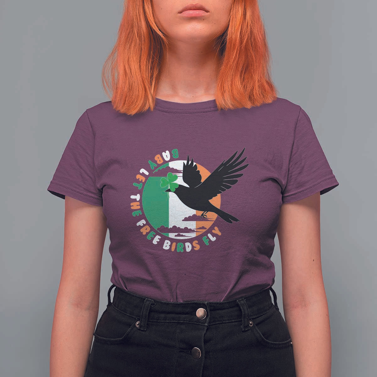 Irish Pride T Shirt For Women Baby Let The Free Birds Fly Ireland Flag Shamrock