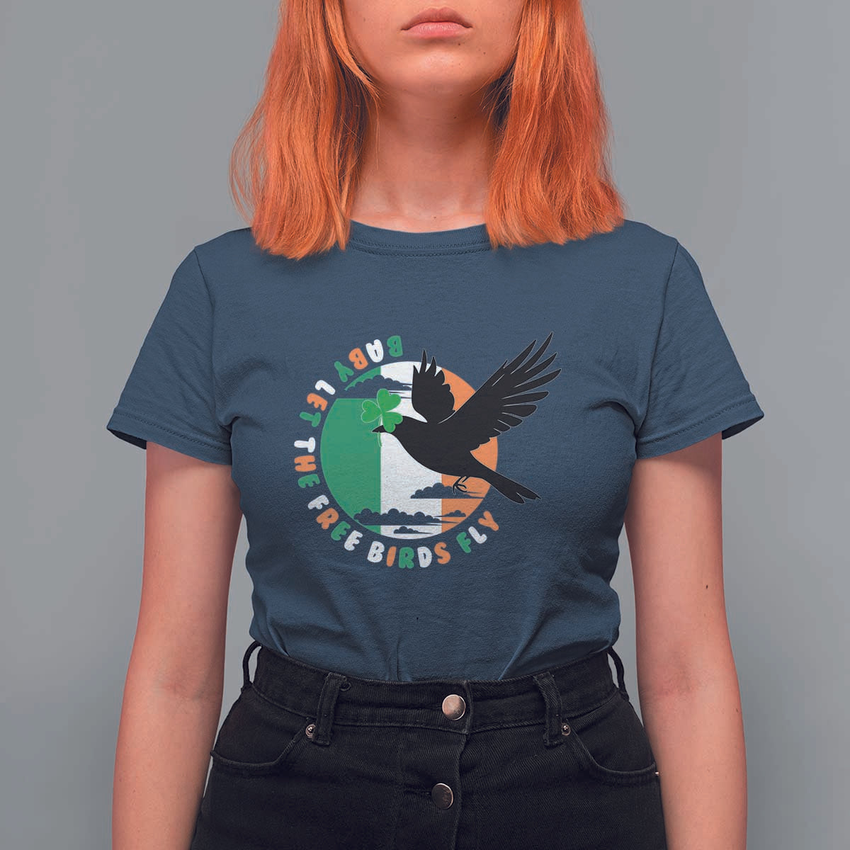 Irish Pride T Shirt For Women Baby Let The Free Birds Fly Ireland Flag Shamrock