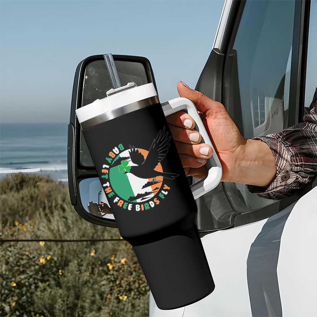 Irish Pride Tumbler With Handle Baby Let The Free Birds Fly Ireland Flag Shamrock