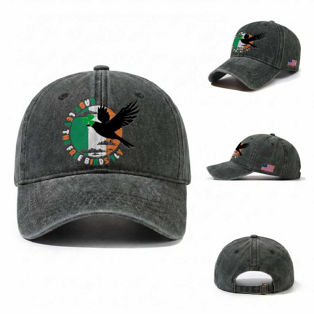 Irish Pride Washed Cotton Baseball Cap Baby Let The Free Birds Fly Ireland Flag Shamrock