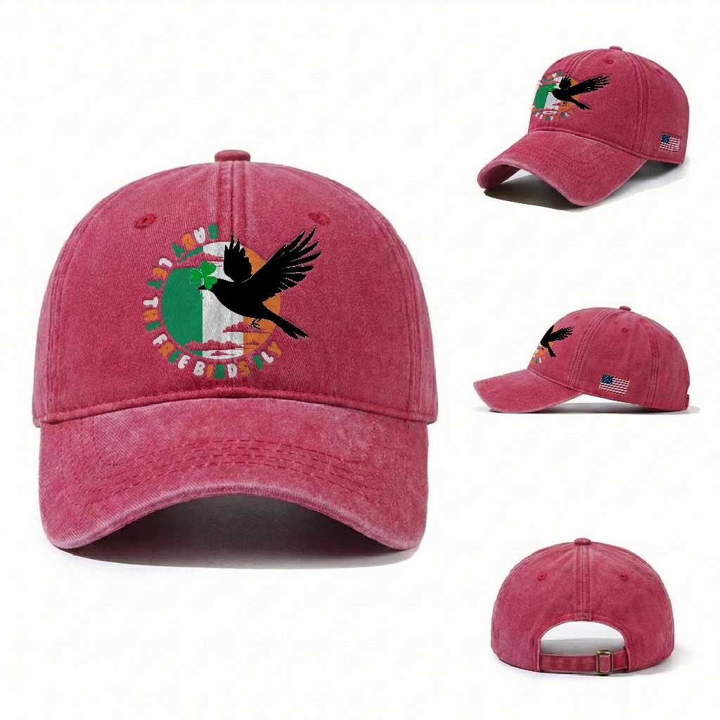 Irish Pride Washed Cotton Baseball Cap Baby Let The Free Birds Fly Ireland Flag Shamrock