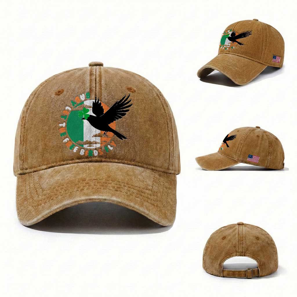 Irish Pride Washed Cotton Baseball Cap Baby Let The Free Birds Fly Ireland Flag Shamrock