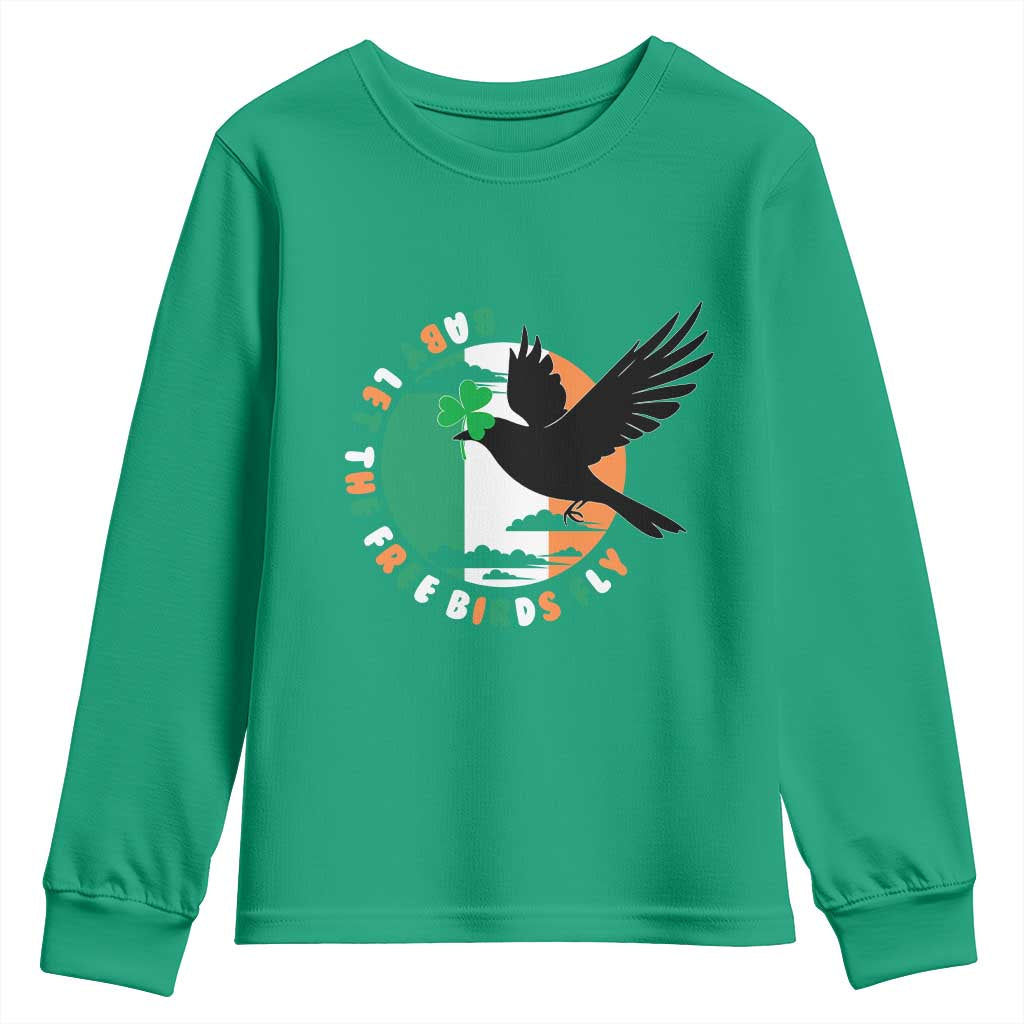 Irish Pride Youth Sweatshirt Baby Let The Free Birds Fly Ireland Flag Shamrock