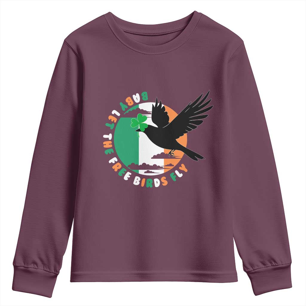 Irish Pride Youth Sweatshirt Baby Let The Free Birds Fly Ireland Flag Shamrock