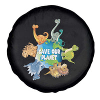 Earth Day Save Our Planet Spare Tire Cover Cute Dinosaurs Around World