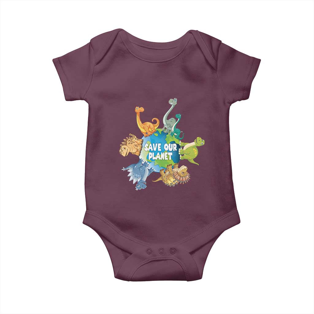 Earth Day Save Our Planet Baby Onesie Cute Dinosaurs Around World