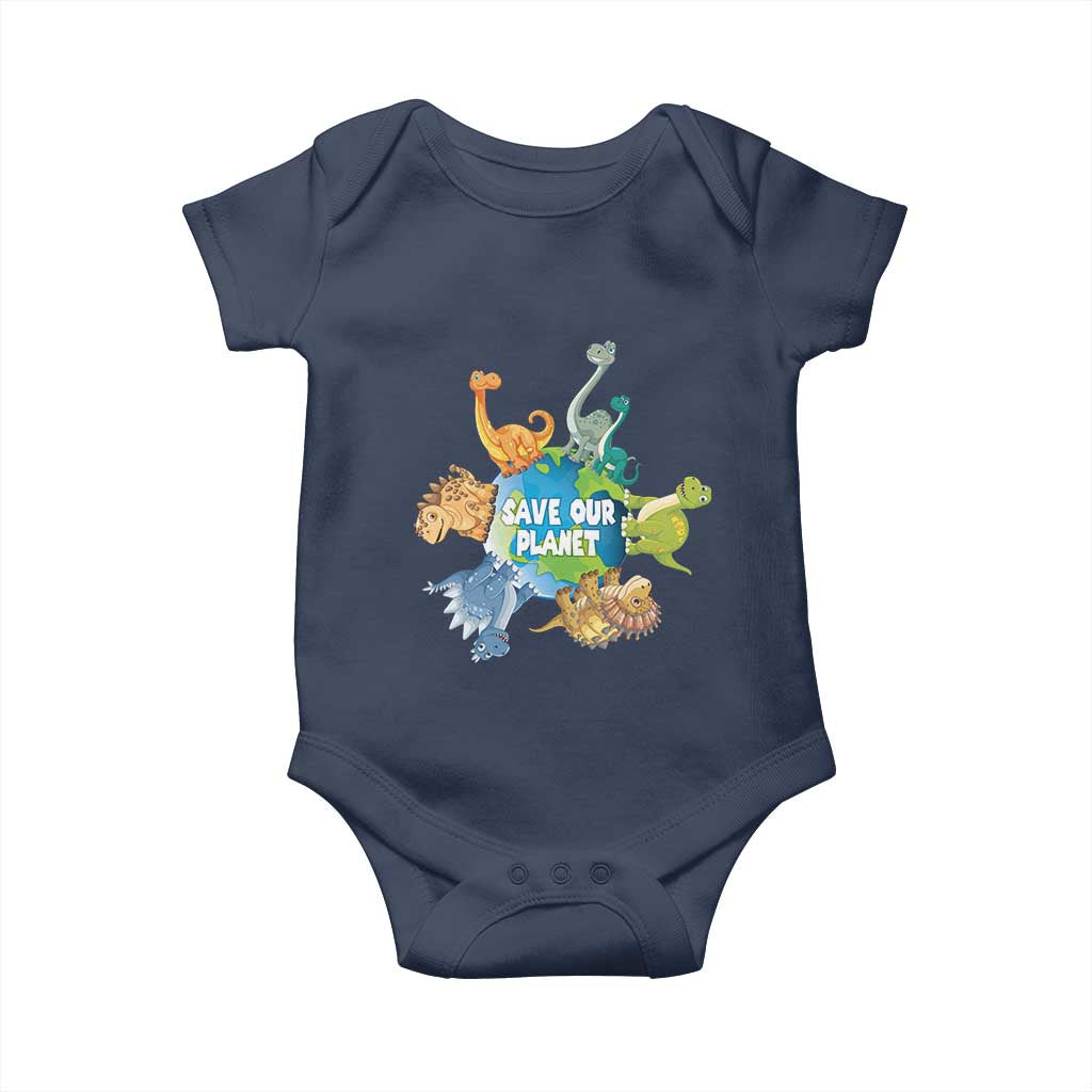 Earth Day Save Our Planet Baby Onesie Cute Dinosaurs Around World