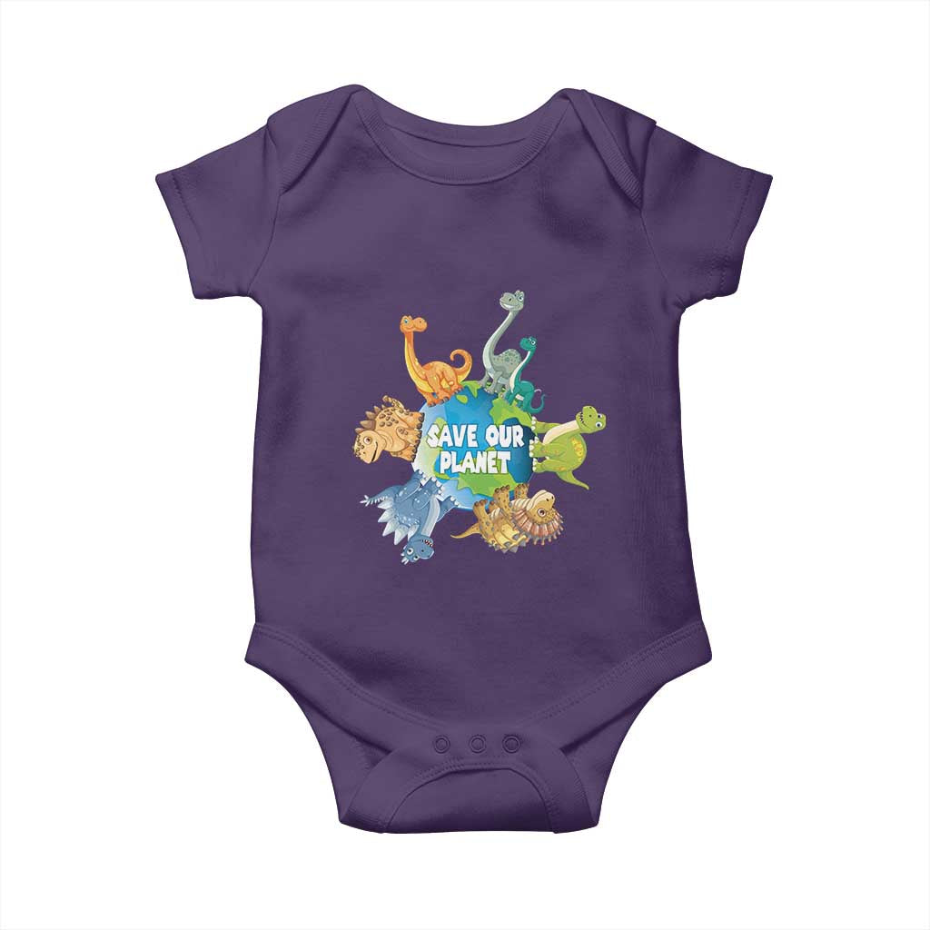 Earth Day Save Our Planet Baby Onesie Cute Dinosaurs Around World