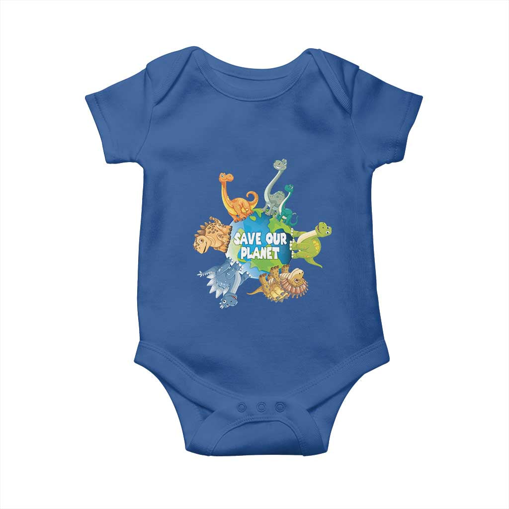 Earth Day Save Our Planet Baby Onesie Cute Dinosaurs Around World