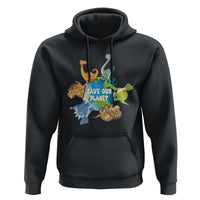 Earth Day Save Our Planet Hoodie Cute Dinosaurs Around World