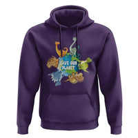 Earth Day Save Our Planet Hoodie Cute Dinosaurs Around World