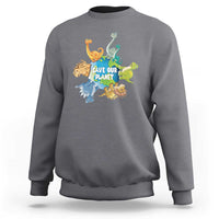Earth Day Save Our Planet Sweatshirt Cute Dinosaurs Around World