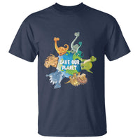Earth Day Save Our Planet T Shirt Cute Dinosaurs Around World