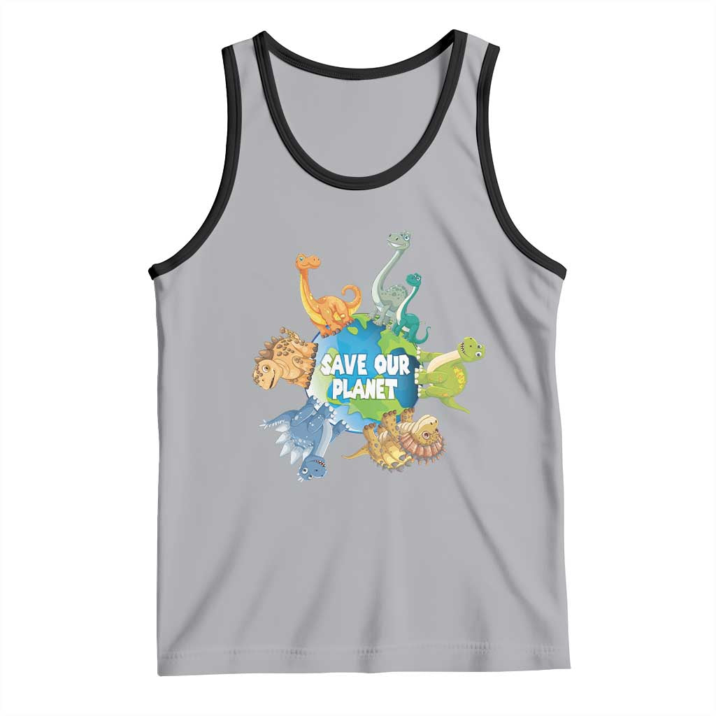 Earth Day Save Our Planet Tank Top Cute Dinosaurs Around World