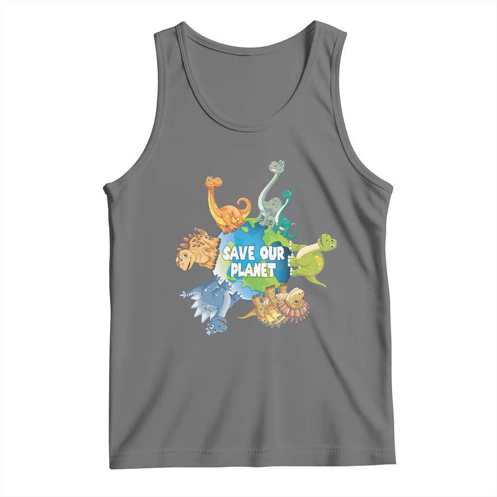 Earth Day Save Our Planet Tank Top Cute Dinosaurs Around World