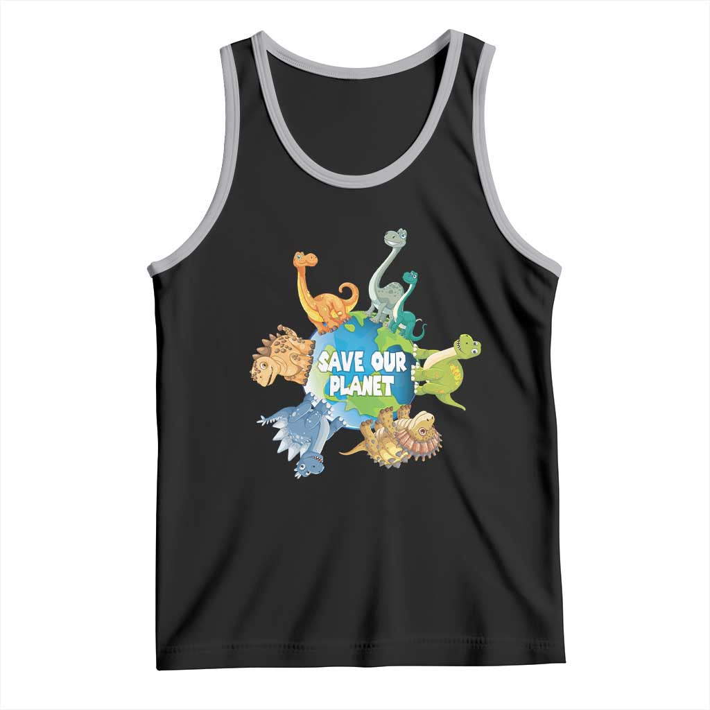 Earth Day Save Our Planet Tank Top Cute Dinosaurs Around World