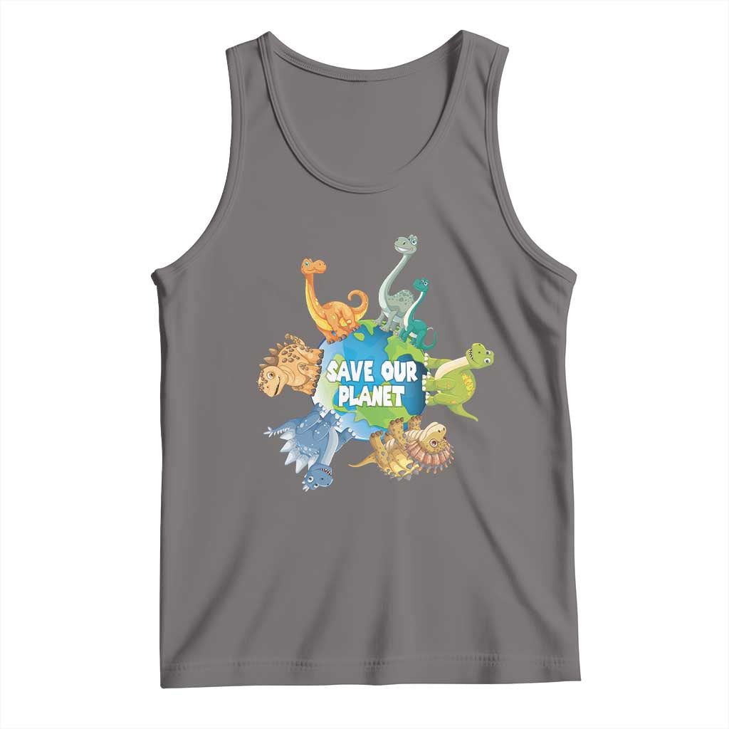 Earth Day Save Our Planet Tank Top Cute Dinosaurs Around World