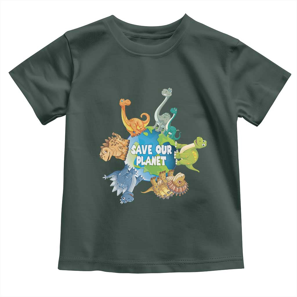Earth Day Save Our Planet Toddler T Shirt Cute Dinosaurs Around World