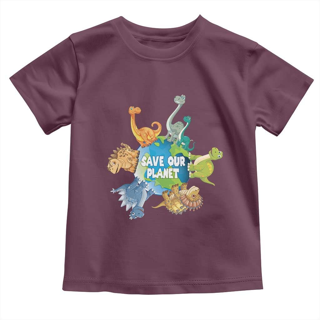 Earth Day Save Our Planet Toddler T Shirt Cute Dinosaurs Around World