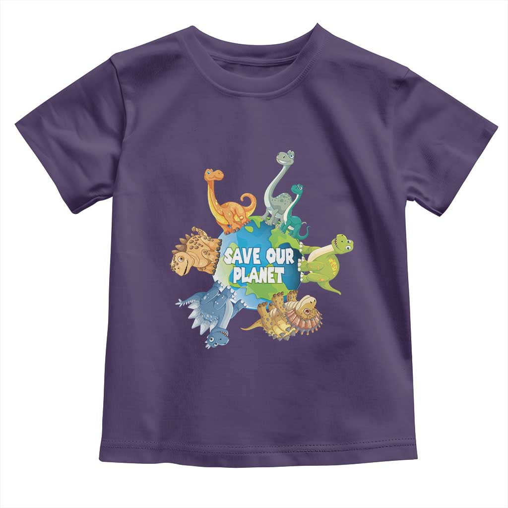 Earth Day Save Our Planet Toddler T Shirt Cute Dinosaurs Around World