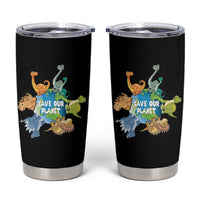 Earth Day Save Our Planet Tumbler Cup Cute Dinosaurs Around World