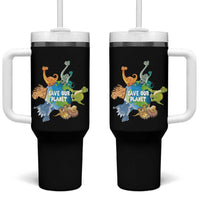 Earth Day Save Our Planet Tumbler With Handle Cute Dinosaurs Around World