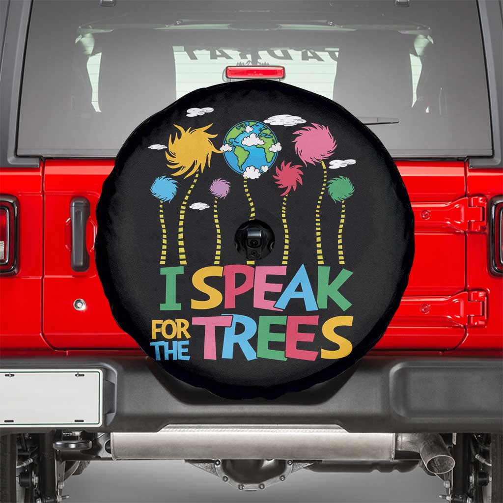 Funny Earth Day I Speak For The Trees Spare Tire Cover Hippie Trees