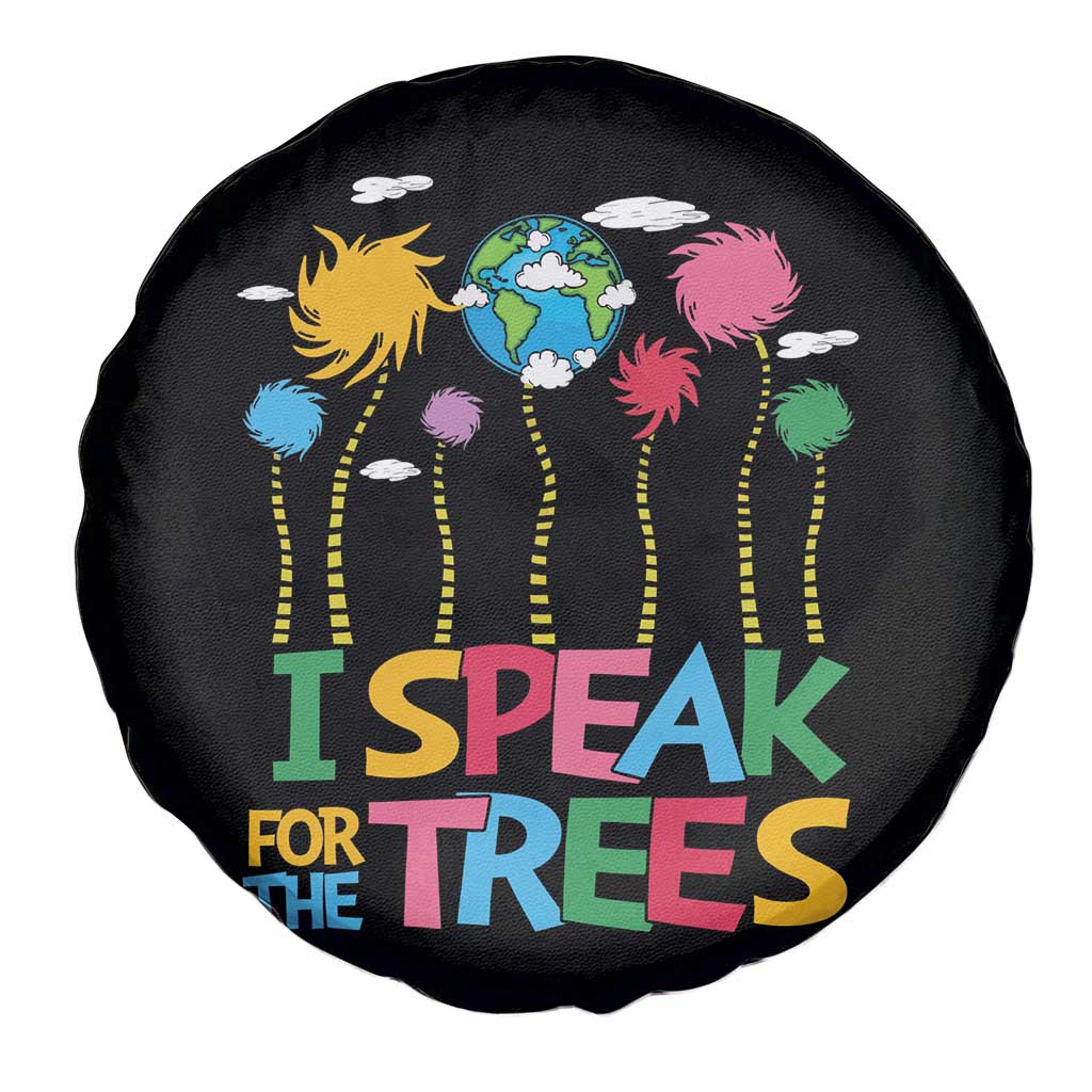 Funny Earth Day I Speak For The Trees Spare Tire Cover Hippie Trees