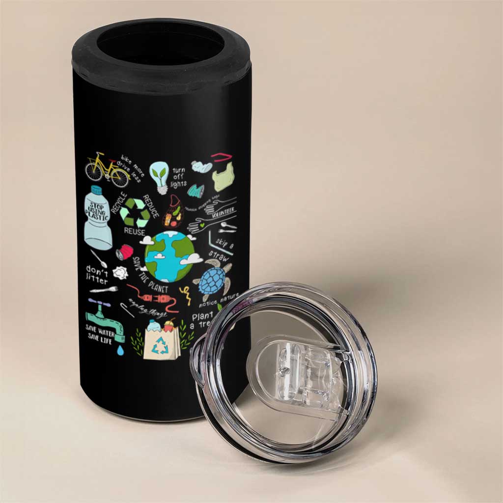 Earth Day Ecological sustainability Environment Protection 4 in 1 Can Cooler Tumbler