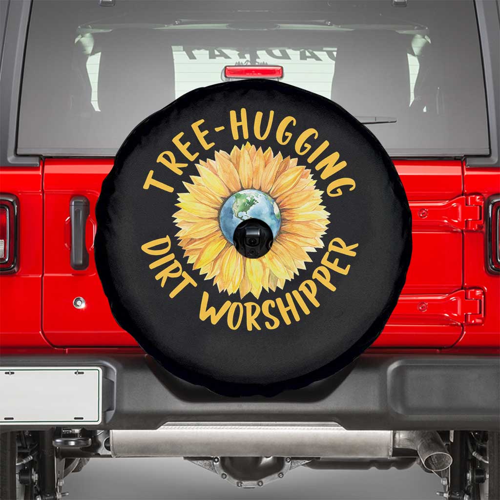 Earth Day Tree Hugging Dirt Worshipper Spare Tire Cover Earth Sunflower
