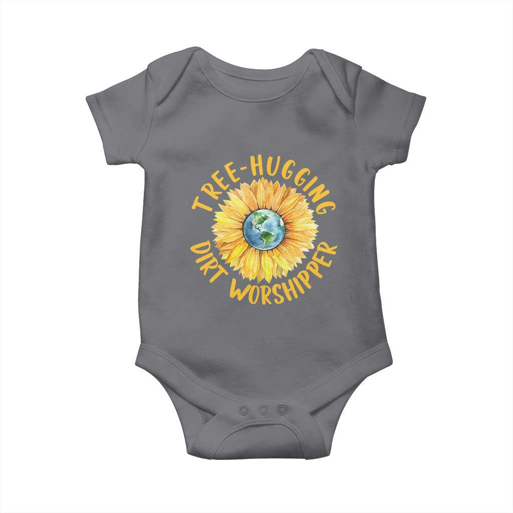 Earth Day Tree Hugging Dirt Worshipper Baby Onesie Earth Sunflower