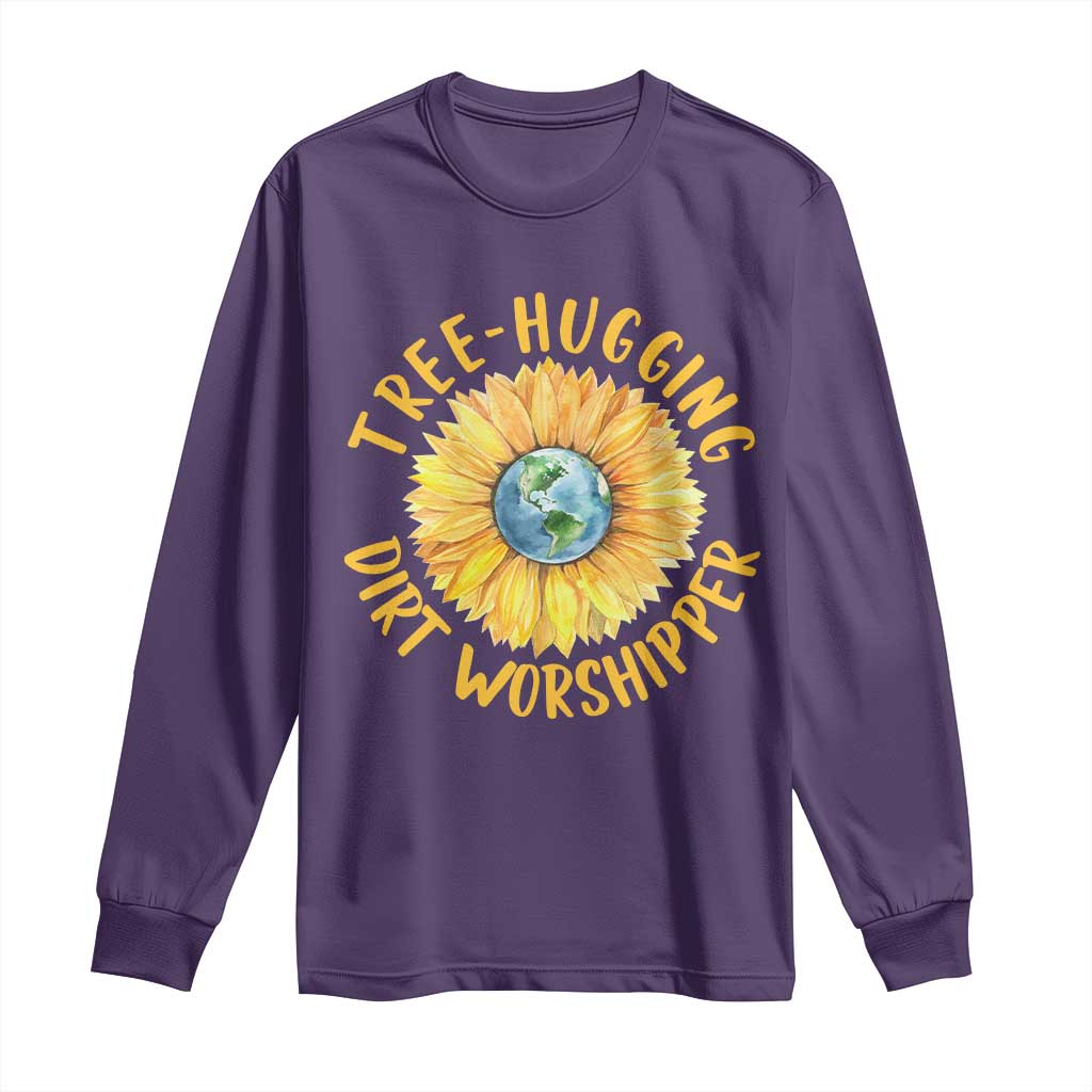 Earth Day Tree Hugging Dirt Worshipper Long Sleeve Shirt Earth Sunflower