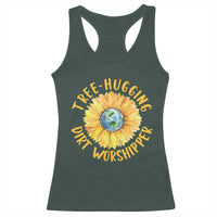 Earth Day Tree Hugging Dirt Worshipper Racerback Tank Top Earth Sunflower