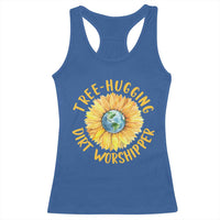 Earth Day Tree Hugging Dirt Worshipper Racerback Tank Top Earth Sunflower