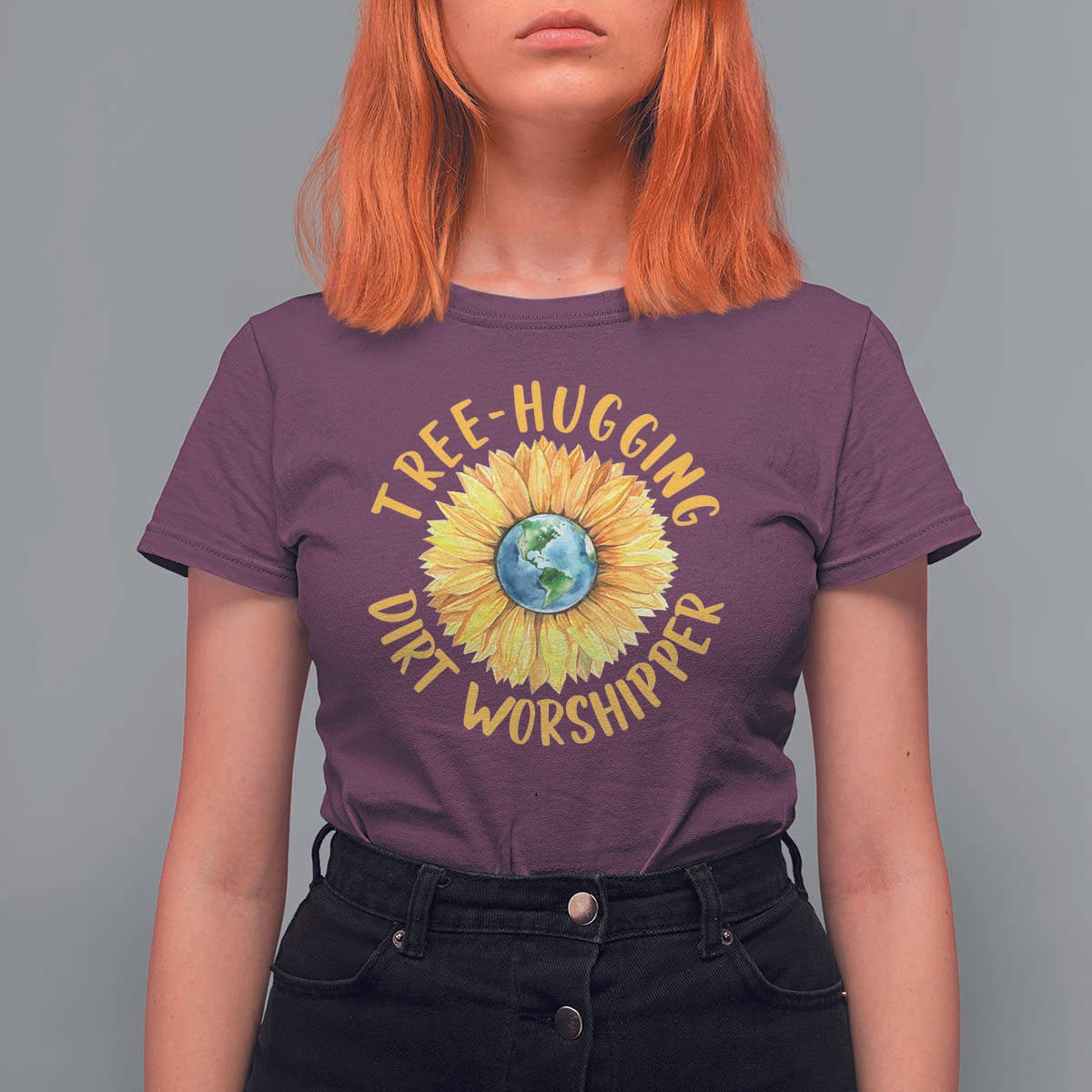 Earth Day Tree Hugging Dirt Worshipper T Shirt For Women Earth Sunflower