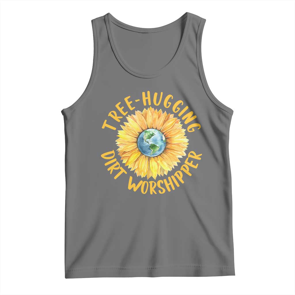 Earth Day Tree Hugging Dirt Worshipper Tank Top Earth Sunflower