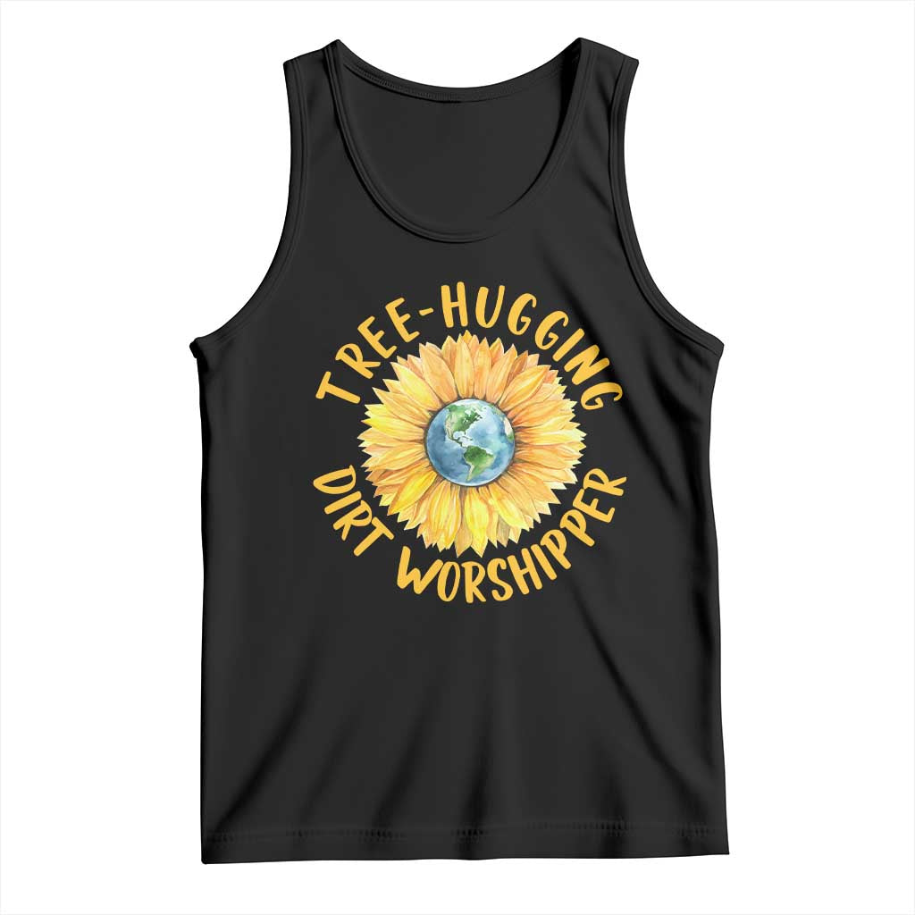 Earth Day Tree Hugging Dirt Worshipper Tank Top Earth Sunflower