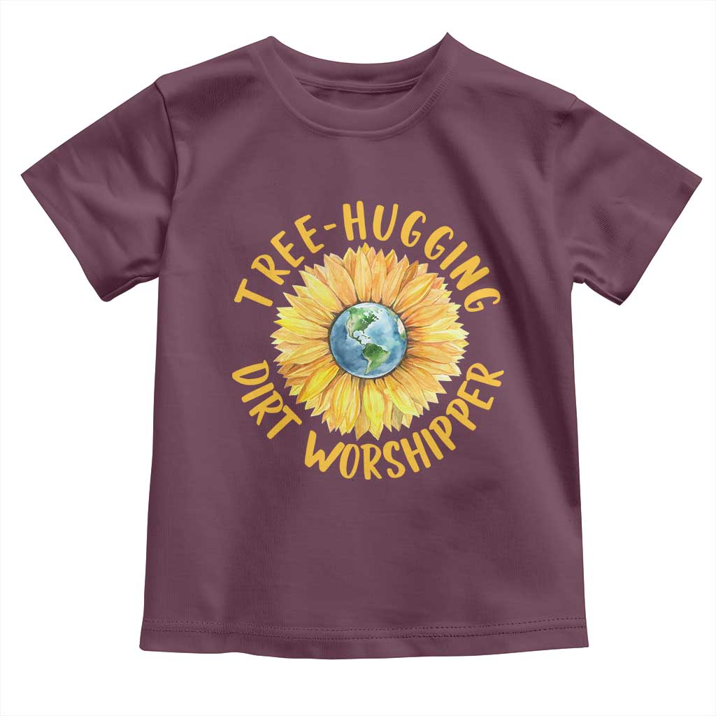 Earth Day Tree Hugging Dirt Worshipper Toddler T Shirt Earth Sunflower