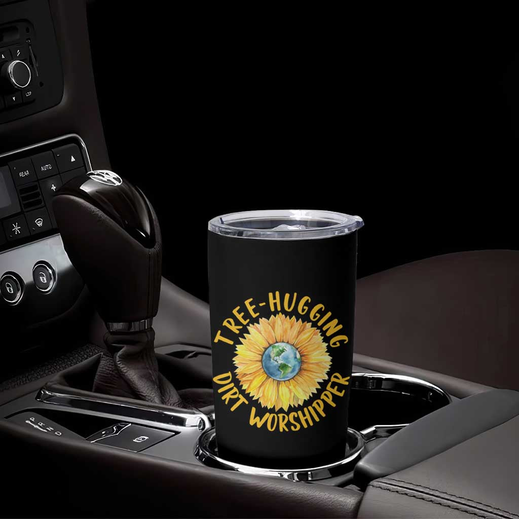 Earth Day Tree Hugging Dirt Worshipper Tumbler Cup Earth Sunflower