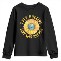 Earth Day Tree Hugging Dirt Worshipper Youth Sweatshirt Earth Sunflower