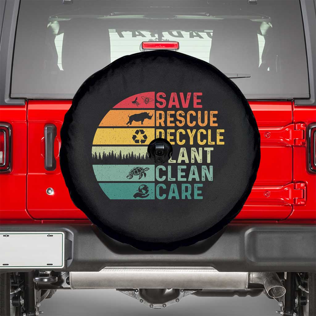 Earth Day Spare Tire Cover Save Bees Rescue Animals Recycle Plastic