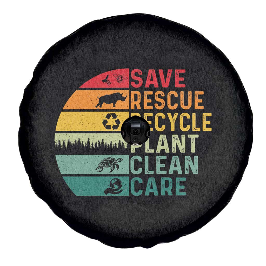 Earth Day Spare Tire Cover Save Bees Rescue Animals Recycle Plastic