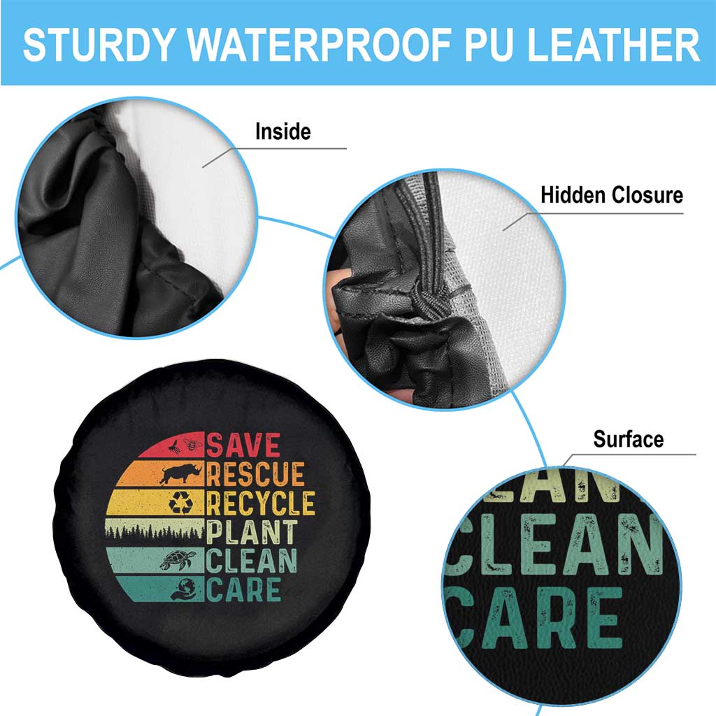 Earth Day Spare Tire Cover Save Bees Rescue Animals Recycle Plastic