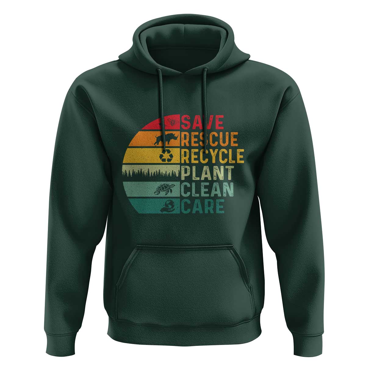 Earth Day Hoodie Save Bees Rescue Animals Recycle Plastic