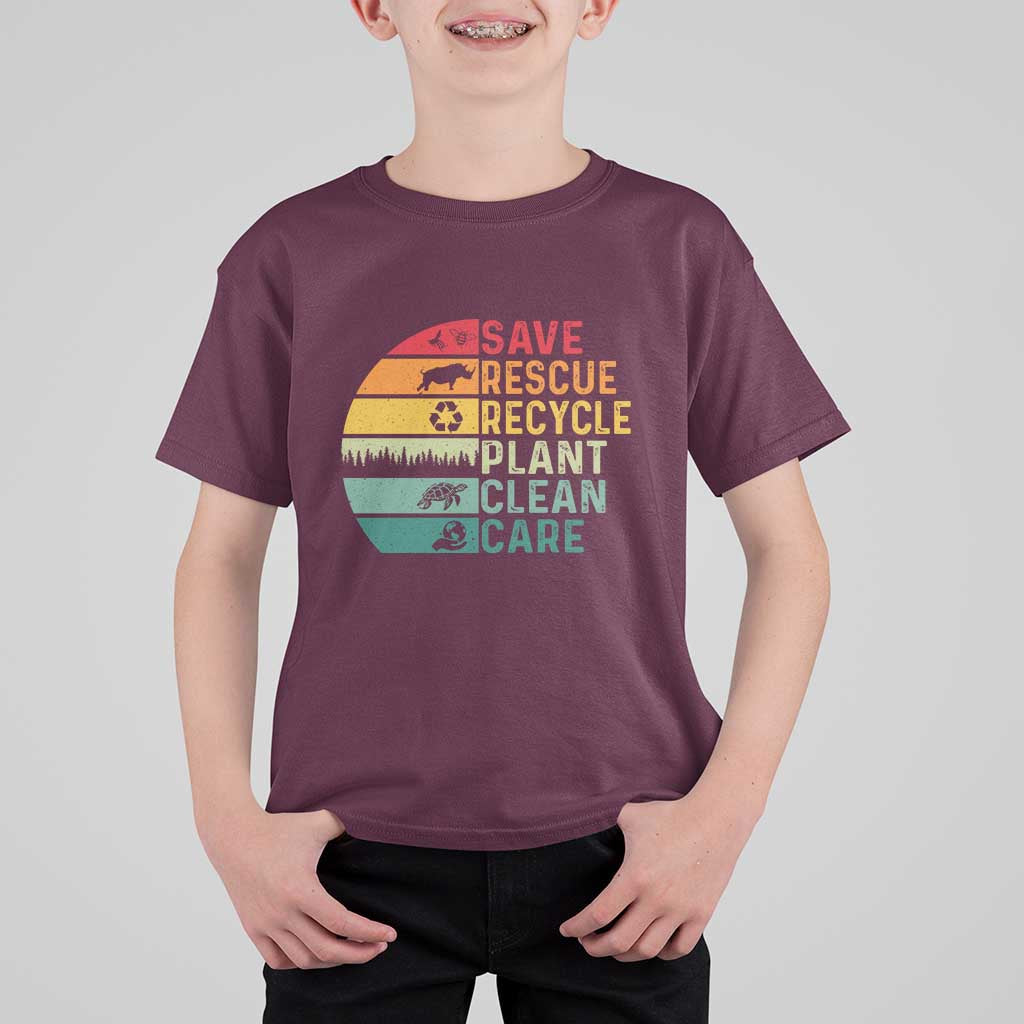 Earth Day T Shirt For Kid Save Bees Rescue Animals Recycle Plastic
