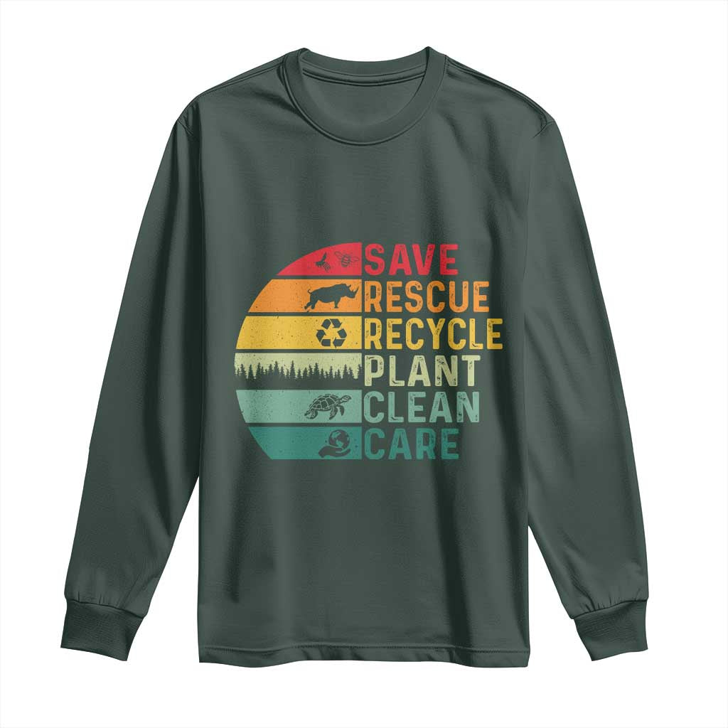Earth Day Long Sleeve Shirt Save Bees Rescue Animals Recycle Plastic