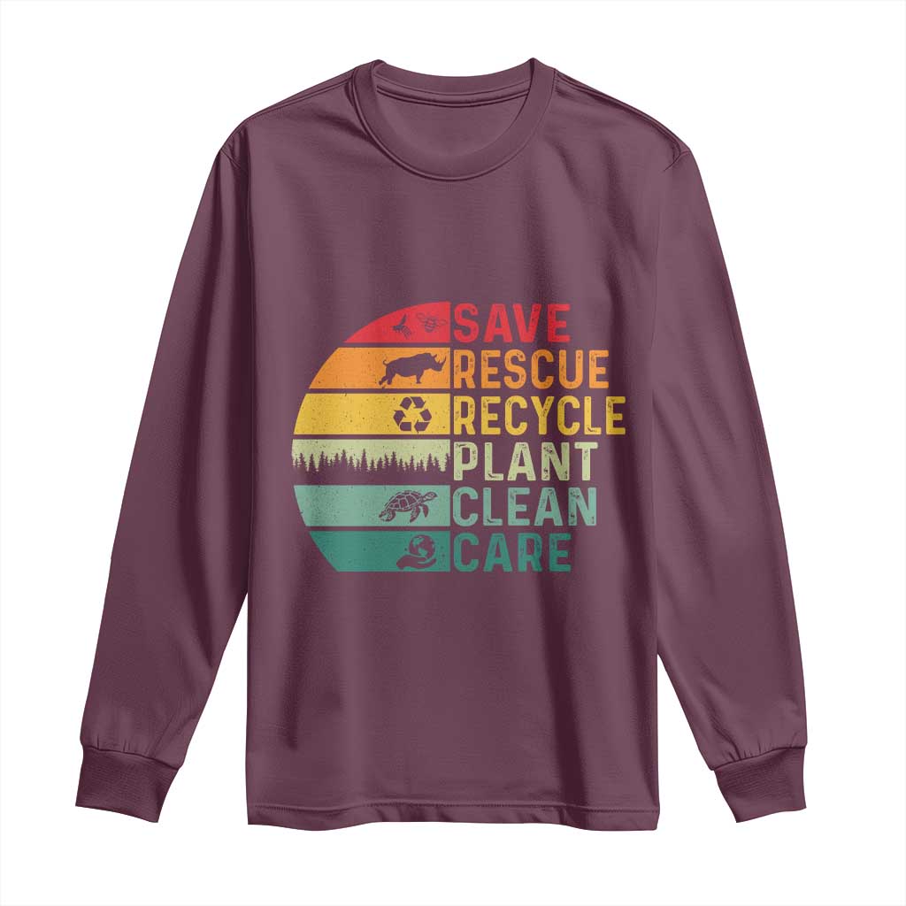 Earth Day Long Sleeve Shirt Save Bees Rescue Animals Recycle Plastic