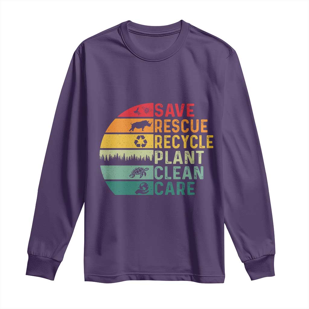 Earth Day Long Sleeve Shirt Save Bees Rescue Animals Recycle Plastic