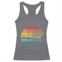 Earth Day Racerback Tank Top Save Bees Rescue Animals Recycle Plastic